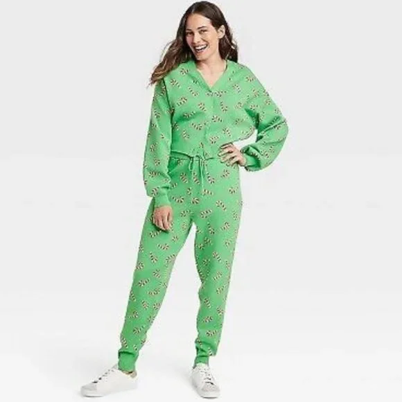 Grayson Threads Christmas Candy Cane Sweater Lounge Set NWT